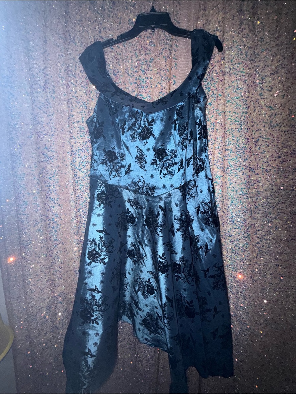 Voodoo Vixen Black Floral Velvet Fit-and-Flare Dress